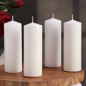 Набор свечей цилиндров, 5х15 см, 4 шт, белая