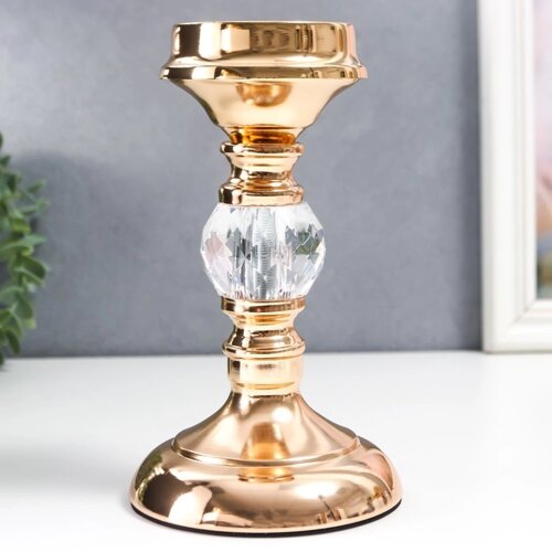 Подсвечник металл на 1 свечу "Классика - прозрачный шар" золото 19х11х11 см