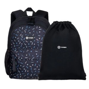 Рюкзак молодежный 35,5 х 25 х 12 см, эргономичная спинка, мешок, TORBER CLASS X Mini, чёрный/серый T1801-23-Bl-G