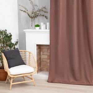 Штора портьерная Этель «Классика» цвет коричневый, на шторн. ленте 130х300 см,100% п/э