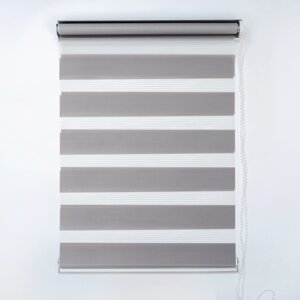 Штора рулонная «День-ночь», 90180 см (с учётом креплений 3,5 см), цвет серый