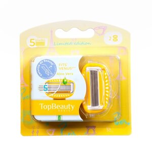 Сменные кассеты женские TopBeauty Paris, желтые, 2 шт (совместимы с Venus)