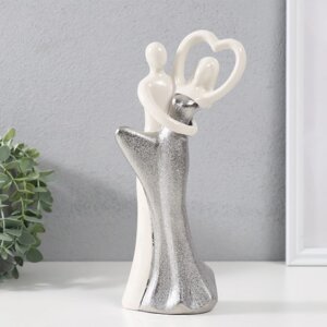 Сувенир керамика "В объятиях любви" серебристо-белый 24,6х11,8х6 см