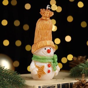 Свеча декоративная "Сказочный снеговик", 6,2х5х13,2 см, металлик
