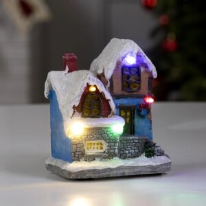 Светодиодная фигура «Заснеженный дом» 9 10 6 см, полистоун, батарейки АААх3 (не в комплекте), свечение мульти