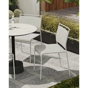 ArtCraft / Суперлегкий уличный стул на металлокаркасе Easy белого цвета, садовый стул, дачный стул, стул для кафе, на террасу