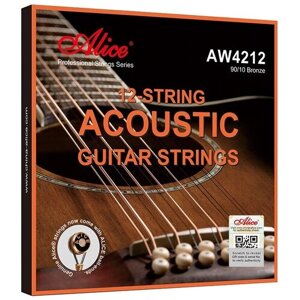 AW4212-SL Комплект струн для 12-струнной акустической гитары, бронза 90/10, 10-47, Alice
