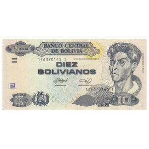 Боливия 10 боливиано 1986 г «Монумент в Кочабамбе» UNC серия I