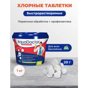 Быстрорастворимые хлорные таблетки AquaDoctor 60T, 1кг