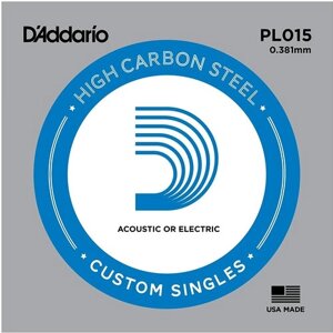 D'ADDARIO PL015 Single Plain Steel 015 одиночная струна