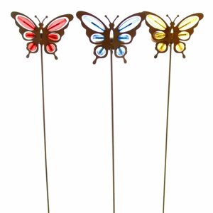 Декоративные садовые штекеры с подсвечниками "Бабочки", 3 штуки
