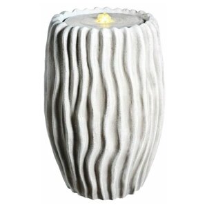 Декоративный садовый фонтан-вазон "Фессалия", искусственный камень, белый, тёплая белая LED-подсветка, 54х38 см, Kaemingk (Lumineo)