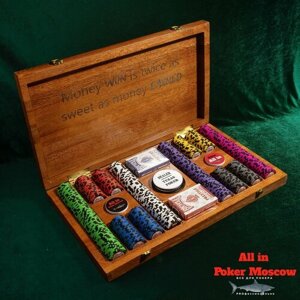 Деревянный набор для покера на 500 фишек номер 1
