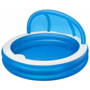 Детский большой надувной бассейн Bestway круглый с навесом, для плавания и купания, на дачу, 241х241х140 см