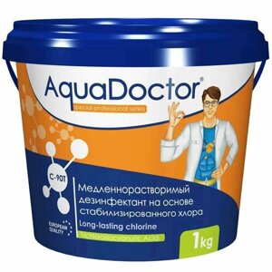 Дезинфектант AquaDoctor C-90T - 1 кг, в табл. 200 гр. медленнорастворимые хлорные таблетки для бассейна