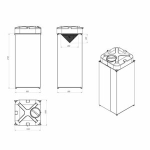 Душевая кабина для дачи без бака серая Rostok 95,5х95,5х214 см