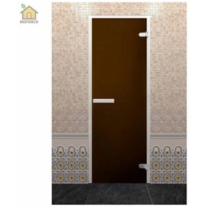 Дверь для бани "Хамам Лайт бронза"2000х800 мм. Правая (петли справа)