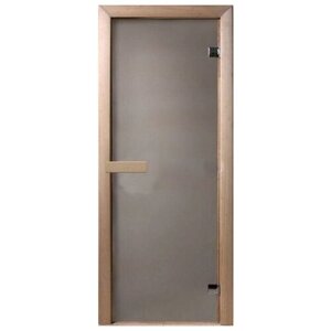 Дверь для бани стеклянная Сатин 1900х700 мм хвоя, ручки и петли и коробка в комплекте