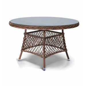Эспрессо плетеный круглый стол, диаметр 118 см, коричневый
