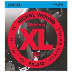 EXL230 XL nickel WOUND струны для бас-гитары long heavy 55-110 D`addario