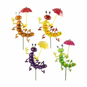 Фигурка садовая Park Гусеница с зонтиком, на штекере, 60 см, микс