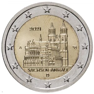Германия 2 евро 2021 Магдебургский собор (Саксония-Анхальт)