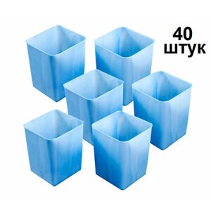 Горшки для рассады со съемным дном 0,4 л, набор стаканчиков квадратных 40 штук, 8 х 8 см h 10 см, пластик