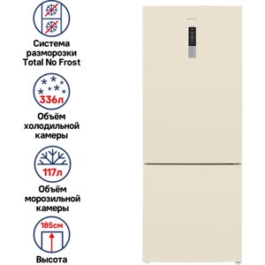 Холодильник maunfeld MFF1857NFBG, бежевый