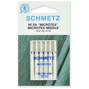 Игла/иглы Schmetz Microtex 130/705 H-M 70/10 особо острые, серебристый, 5 шт.
