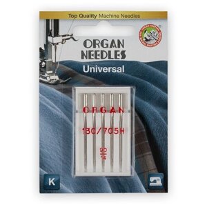 Иглы для бытовых швейных машин "Organ", универсальные,90, 5 штук