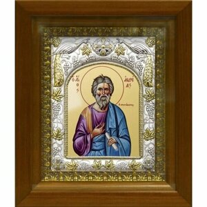 Икона Андрей Первозванный апостол, 14x18 см, в деревянном киоте 20х24 см, арт вк-417