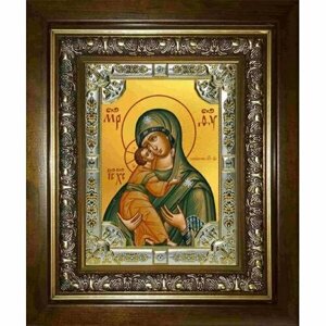 Икона Богородица Владимирская, 18x24 см, со стразами, в деревянном киоте, арт вк-2917