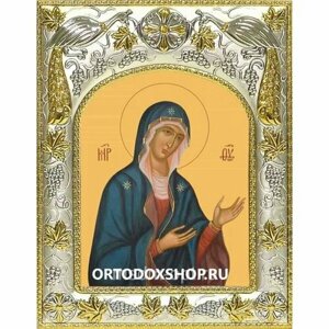 Икона Божьей Матери Деисусная 14x18 в серебряном окладе, арт вк-2691