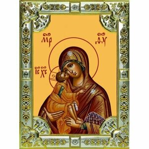Икона Божьей Матери Донская 18х24 см в серебряном окладе, арт вк-863