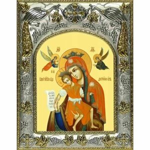 Икона Божьей Матери Достойно Есть 14x18 в серебряном окладе, арт вк-2682