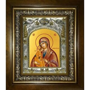 Икона Божьей Матери Миасинская, 14x18 см, в деревянном киоте 20х24 см, арт вк-3090