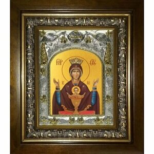 Икона Божьей Матери Неупиваемая чаша, 14x18 см, в деревянном киоте 20х24 см, арт вк-3036