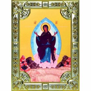 Икона Божьей Матери Спорительница Хлебов 20x24 см в серебряном окладе со стразами, арт вк-851