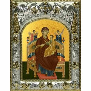 Икона Божьей Матери Всецарица 14x18 в серебряном окладе, арт вк-2721