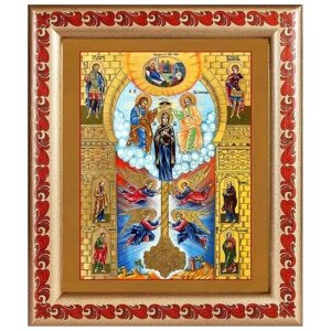 Икона Божией Матери "Ключ Разумения", в широкой рамке с узором 19*22,5 см