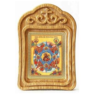 Икона Божией Матери "Неопалимая Купина", резная деревянная рамка