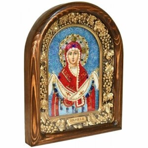 Икона Божией Матери Покров Пресвятой Богородицы из бисера 19 x 23 см, арт ДИ-022-2