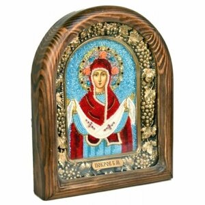Икона Божией Матери Покров Пресвятой Богородицы из бисера, арт ДИ-028