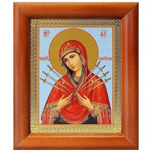 Икона Божией Матери "Семистрельная"лик № 073), в деревянной рамке 8*9,5 см