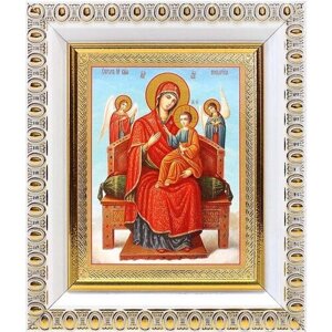 Икона Божией Матери "Всецарица"лик № 078), в белой пластиковой рамке 8,5*10 см