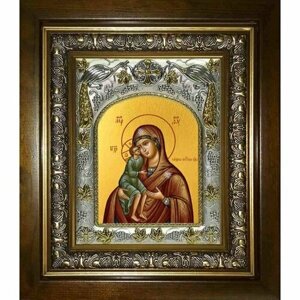 Икона Божья Матерь Елецкая, 14x18 см, в деревянном киоте 20х24 см, арт вк-2787
