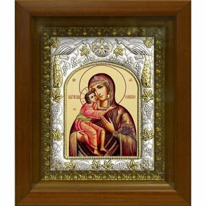 Икона Божья Матерь Феодоровская, 14x18 см, в деревянном киоте 20х24 см, арт вк-379