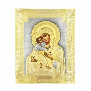 Икона Божья Матерь Владимирская в окладе 21,5 на 17,5 см, арт ИРГ-231