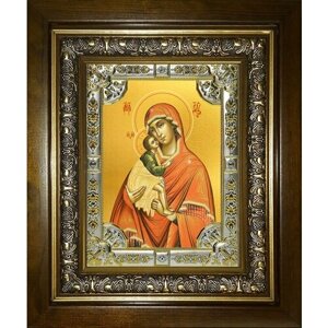 Икона Донская Божия Матерь, 18х24 см, в окладе и киоте