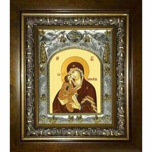 Икона Донская Божья Матерь, 14x18 см, в деревянном киоте 20х24 см, арт вк-2732